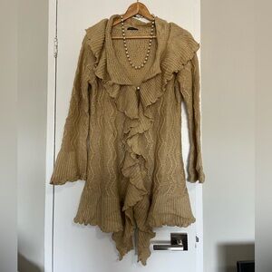 Women Victorian Boho Crochet Cardigan Gothic Steampunk Open Front Knit Sweater